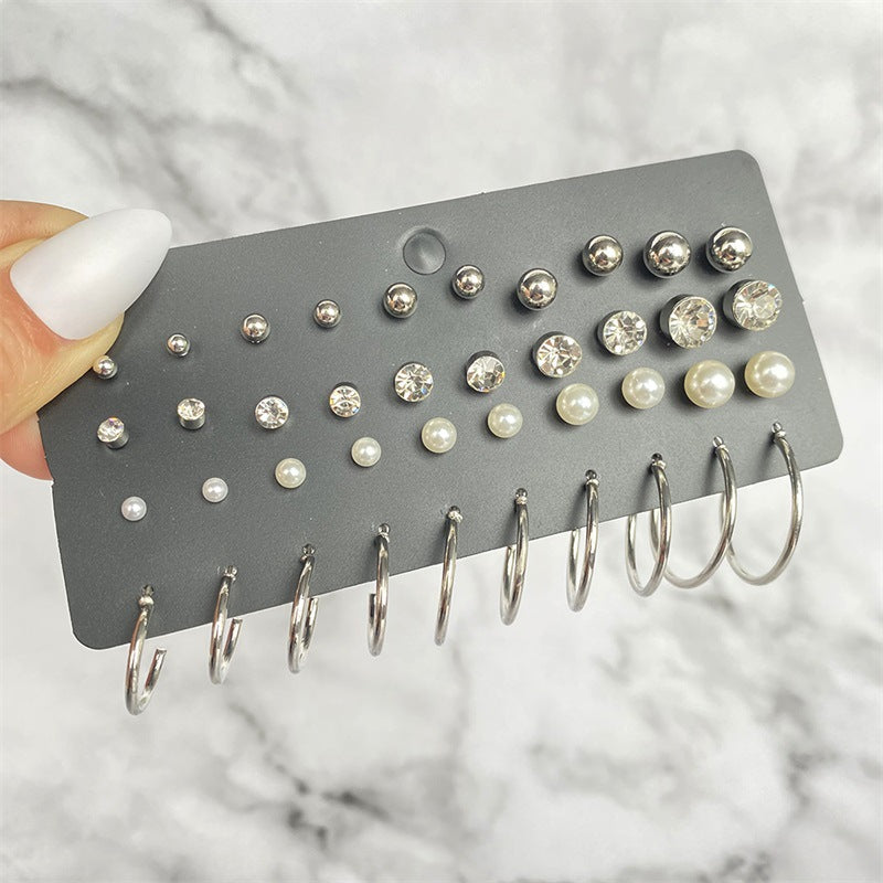 5 Sets New Retro Style Geometric Earrings 6 pairs Set Female Niche High-Grade Metal Stud Jewelry Set