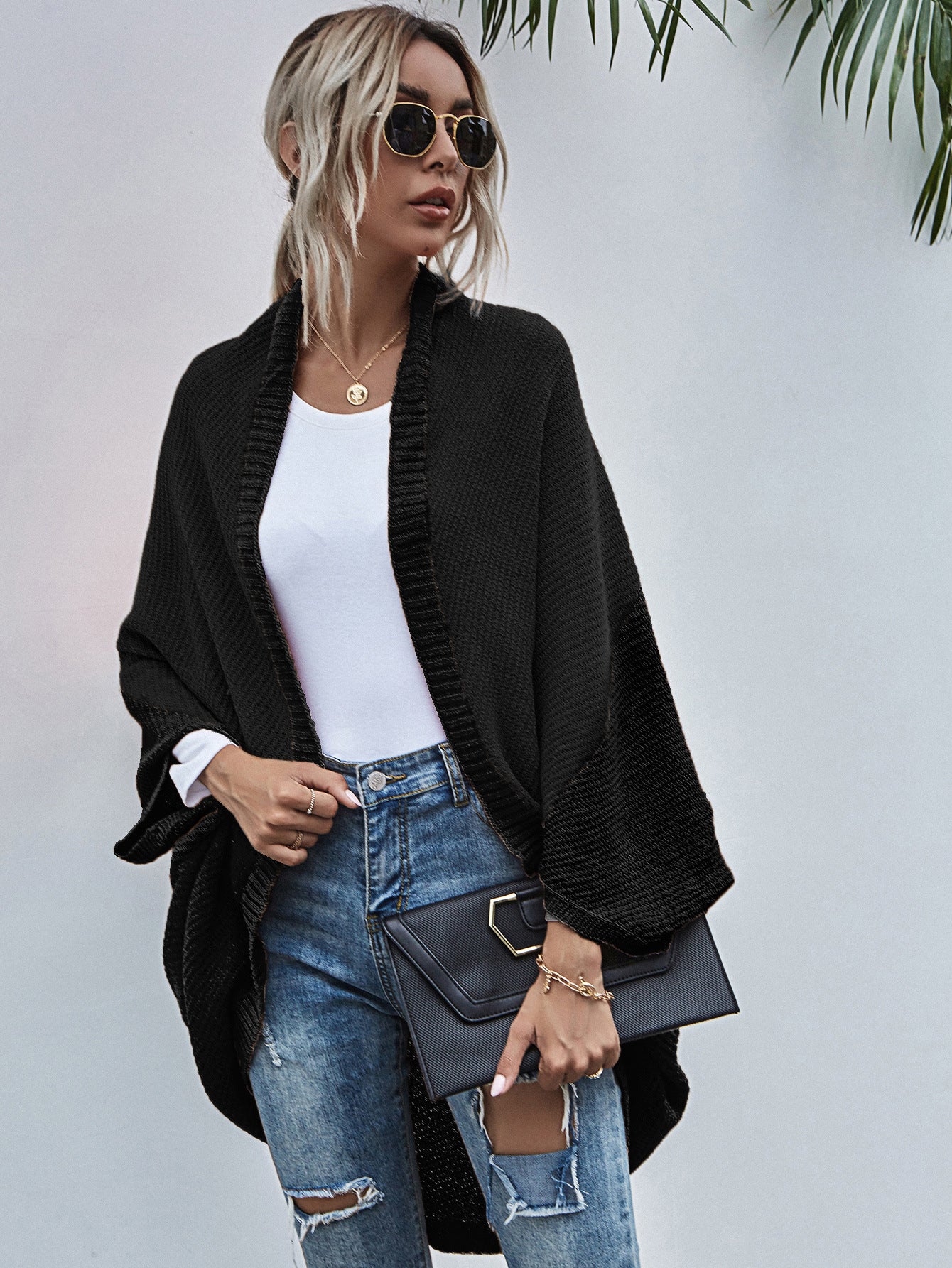 Color Cape Autumn And Winter New Color Knitting Cardigan Sweater Coat