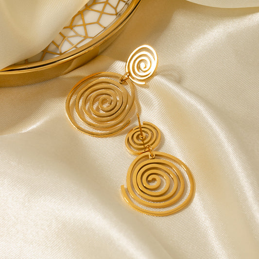 5pcs Unique 18K Gold Plated Stainless Steel Pendant Earrings High Design Fashion All Matching Earrings