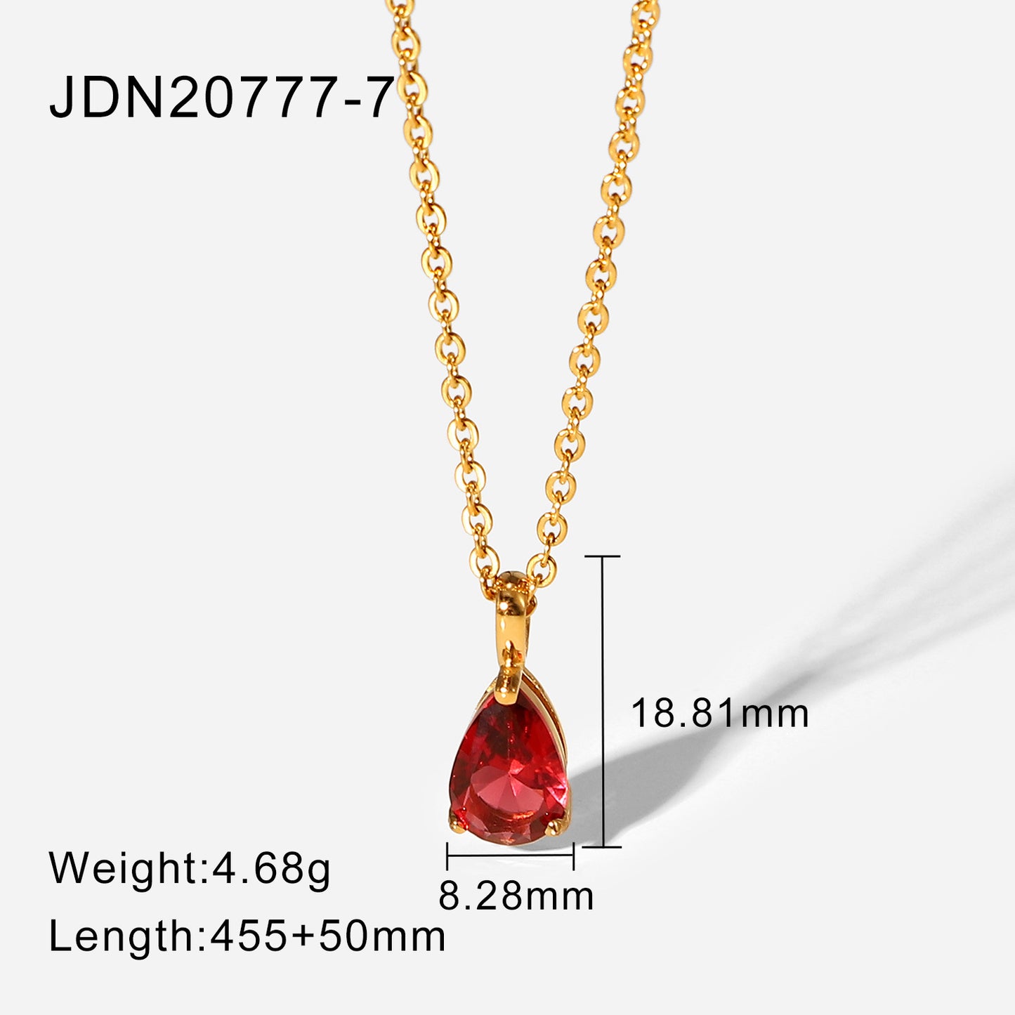 5pcs New Necklace 18K Gold Plated December Zircon Stainless Steel Pendant Necklace