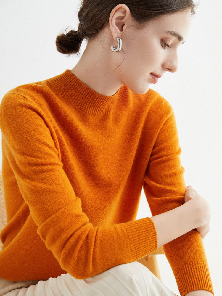 100 Pure Wool Knitwear Women's V-Neck Pullover Loose Base Shirt Autumn And Winter New Solid Color Sweater