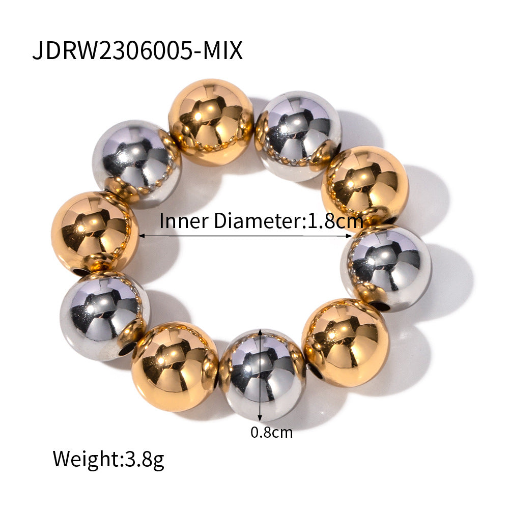 5pcs Fashion Popular 18K Gold Copper Bead Elastic 8Mm Non-Fading Necklace Jewelry