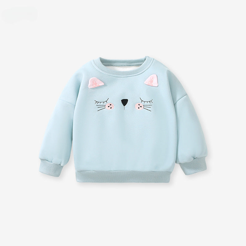 Winter Fleece Girls' Hoodie Long Sleeve Children's Top Cute Warm Children's Hoodie