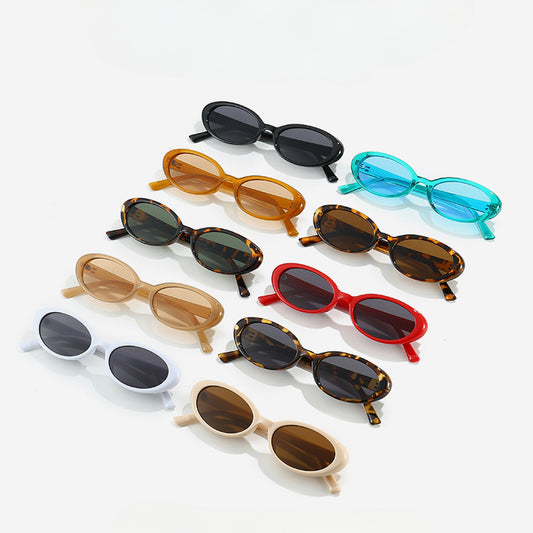 5 pairs Uv Protection Retro Oval Small Frame Sunglasses Women's Trend Hot Sunglasses