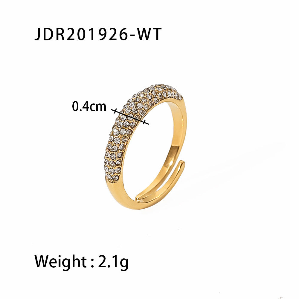 5pcs Fine Style Titanium Steel Ring 18K Gold Stainless Steel Inlaid Zircon Ring Fashion Hand Jewelry Women