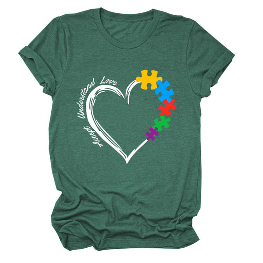 Fun Fashion Accept Understand Love Loose Casual Short Sleeves