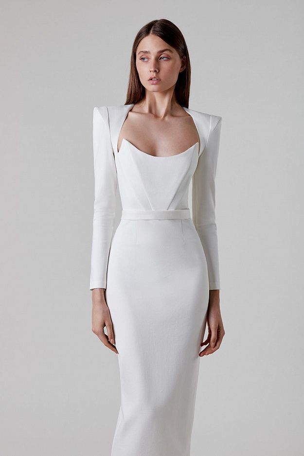 Fashion Shoulder Pads Sexy Low Cut Waist Bright Dress Elegant Temperament Bandage Dress