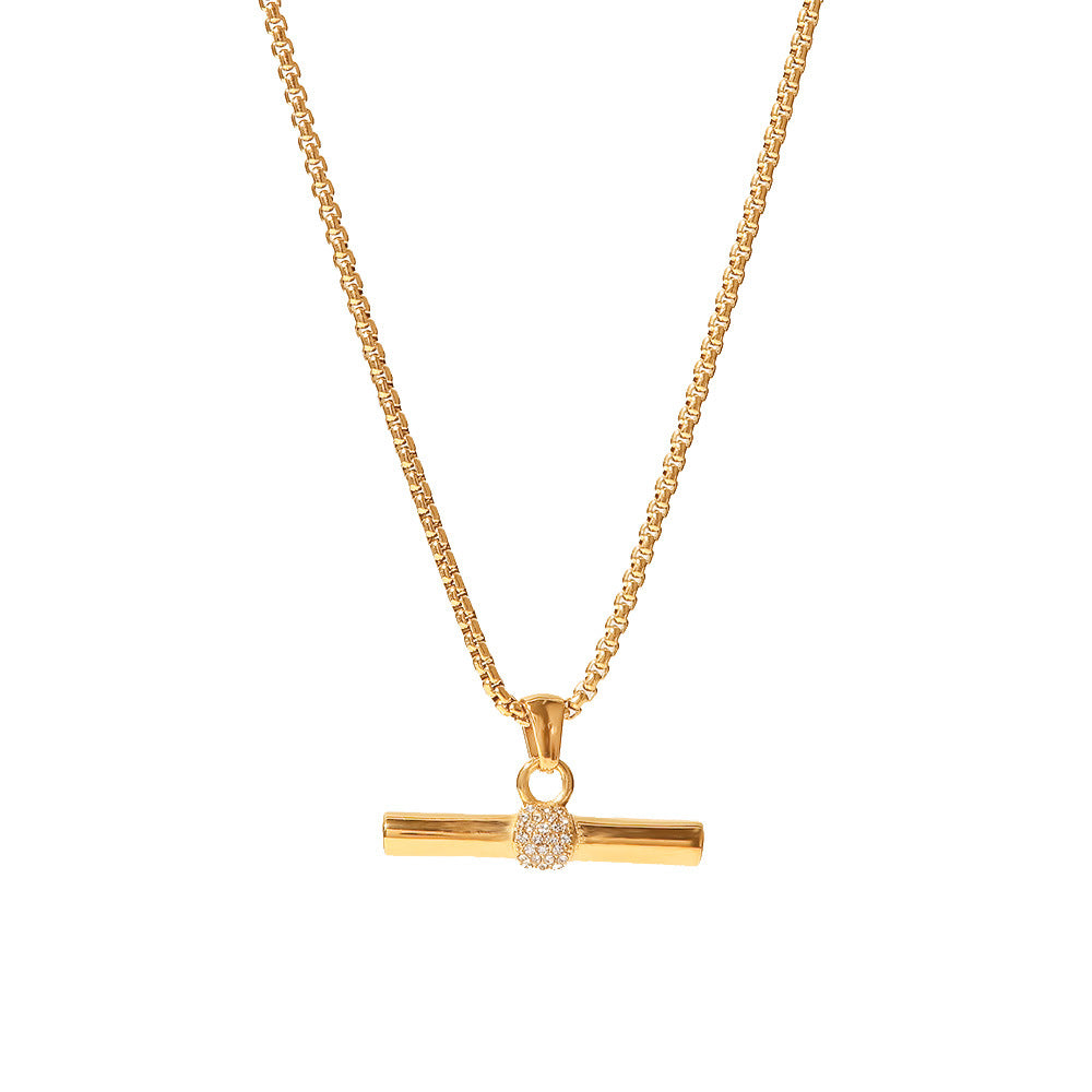 5pcs Women's Fashion All-Match Titanium Steel Necklace Jewelry 18K Gold Stainless Steel White Diamond Pendant Necklace Choker