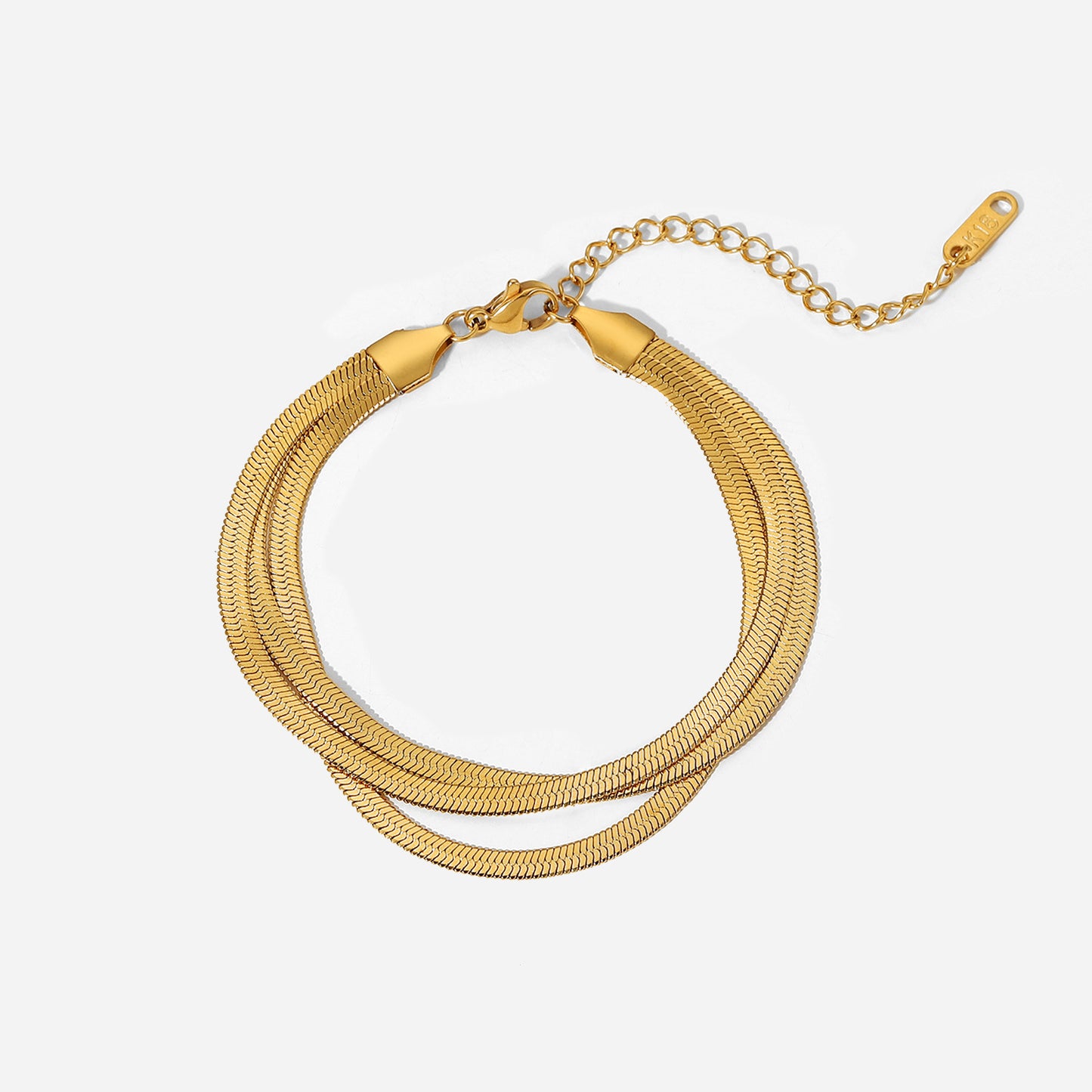 5pcs Three Layers Delicate Flat Snake Chain Wrist Jewelry 18K Gold Plated Stackable Stainless Steel Bone Chain Bracelet For Women Jewelry