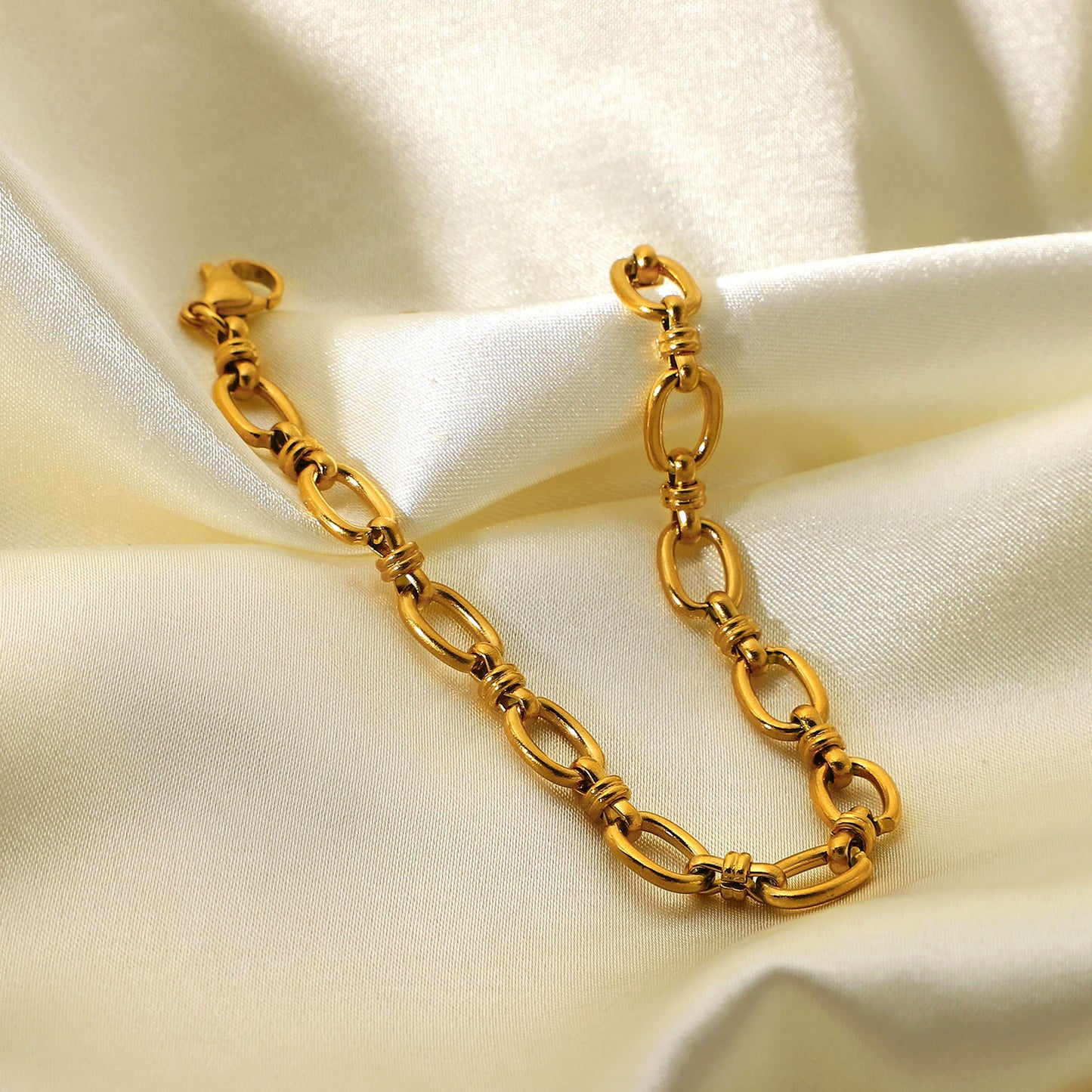 5pcs Narrow Chain Cross Buckle Bracelet 18K Gold Plated Stainless Steel Fashion Women's Popular Bracelet