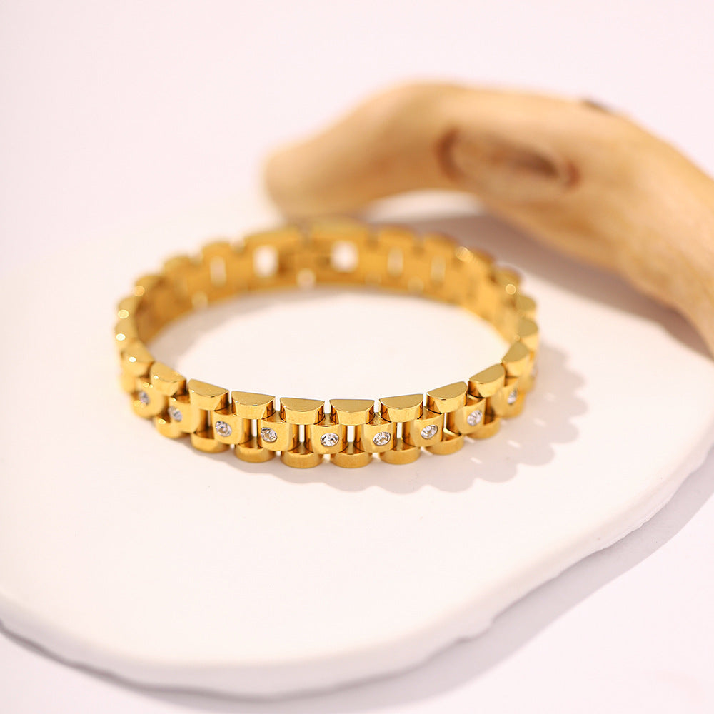 5pcs Metal Titanium Steel Bracelet Stainless Steel Pvd Plated 18K Gold Watch Bracelet Bracelet