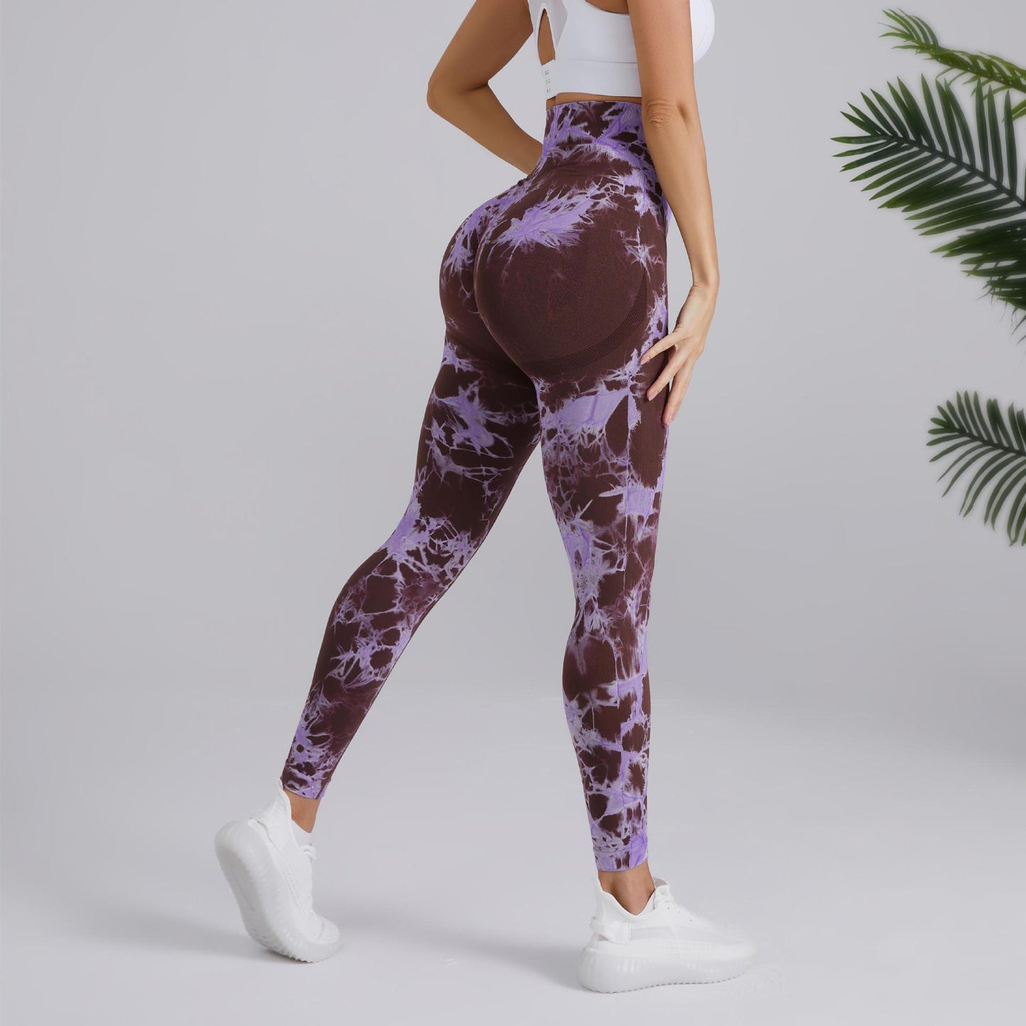 Seamless Peach Yoga Tight Pants Women's Two-Color Tie-Dye Bleaching High-Waisted Hip Lift Sports Running Fitness Pants