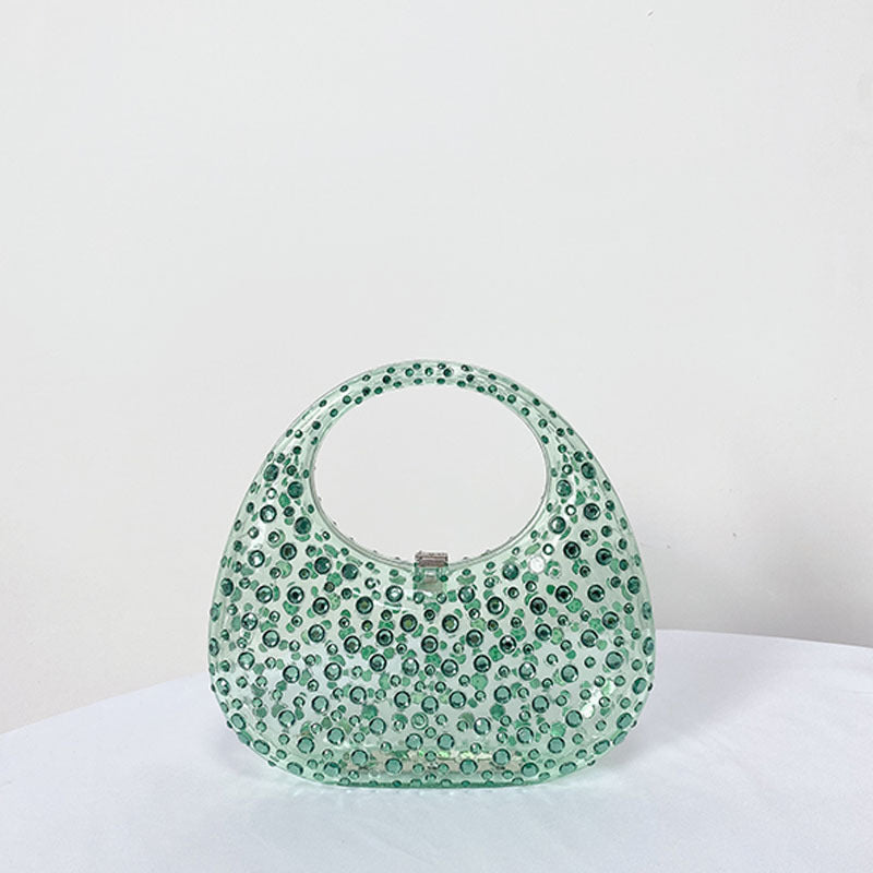 Queer Bag New Handbag Female Transparent Summer Acrylic Bag Diamond-Encrusted Dinner Bag