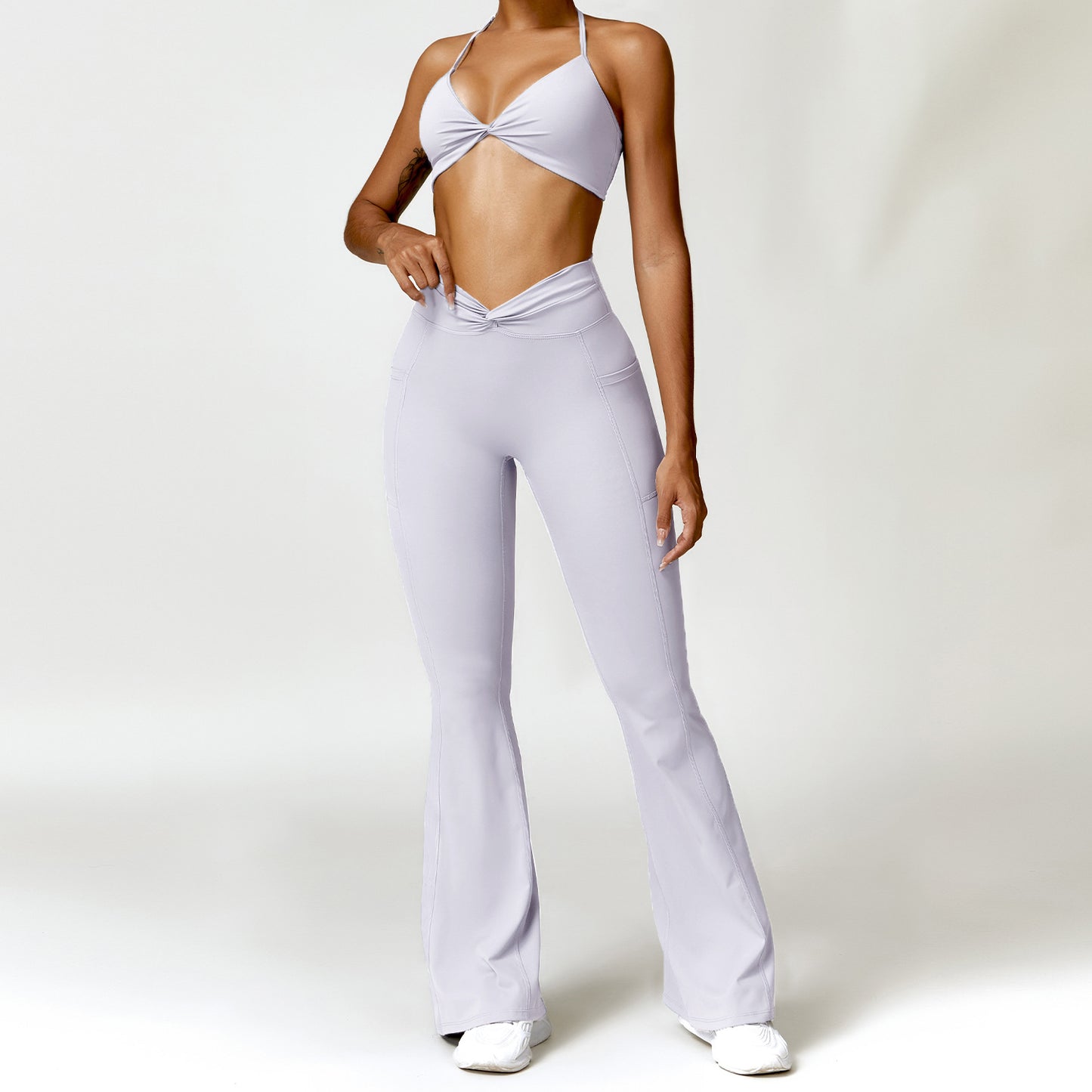 Naked Tight Yoga Set Quick Dry Back Fitness Wear Outdoor Running Sports Set Female