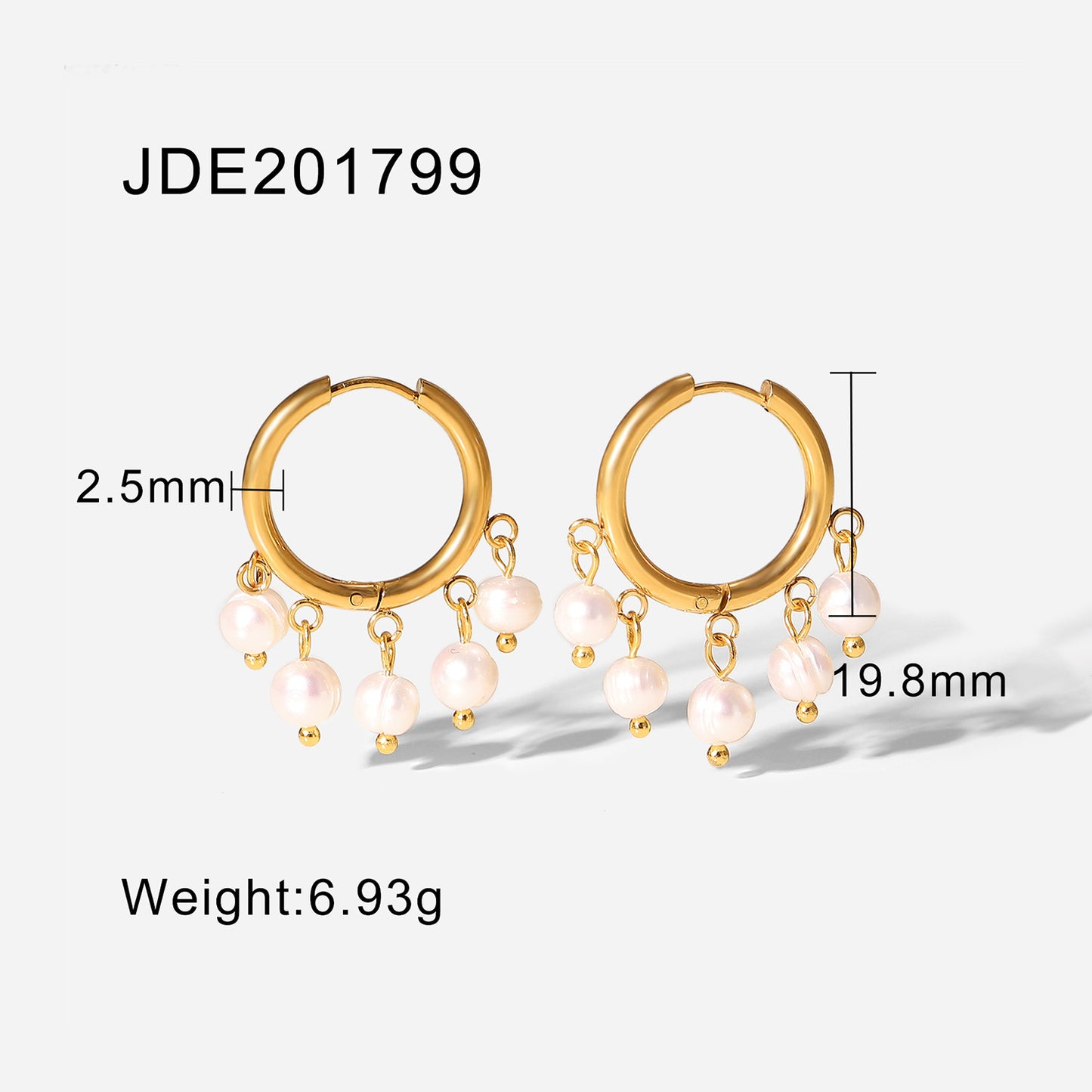5pcs Style New Small Pearl Pendant Earrings Fashionable Simple Temperament Earrings