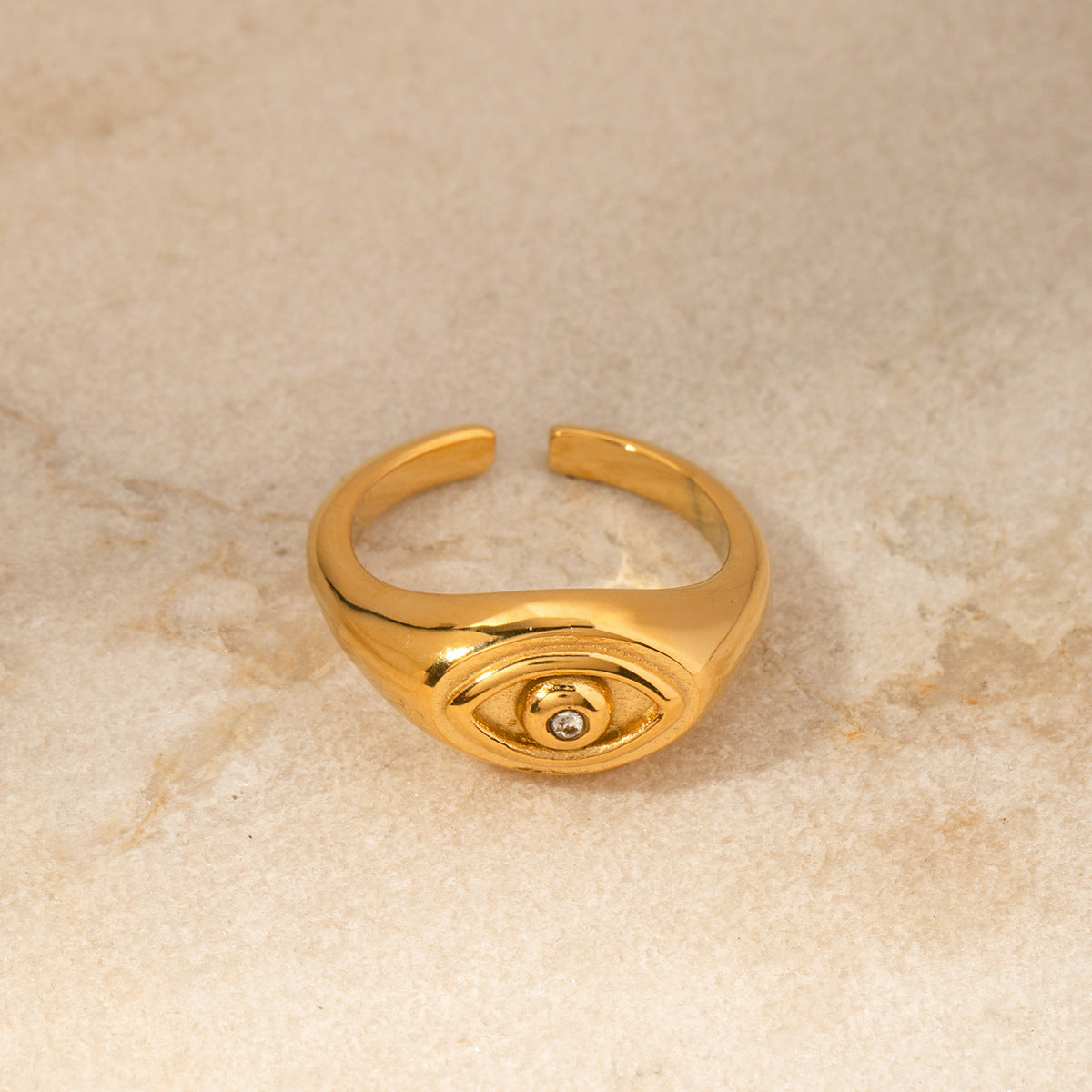 5pcs 18K Gold Stainless Steel Diamond Devil's Eye Open Ring -7 All-In-One Stainless Steel Finger