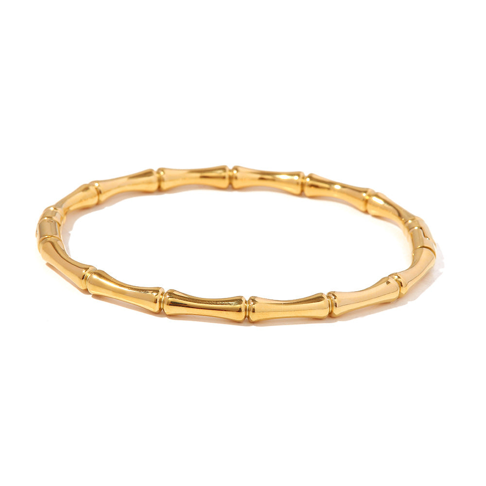5pcs 18K Gold Stainless Steel Bamboo Closed Stainless Steel Bracelet New Women's Fashion Hand Accessories