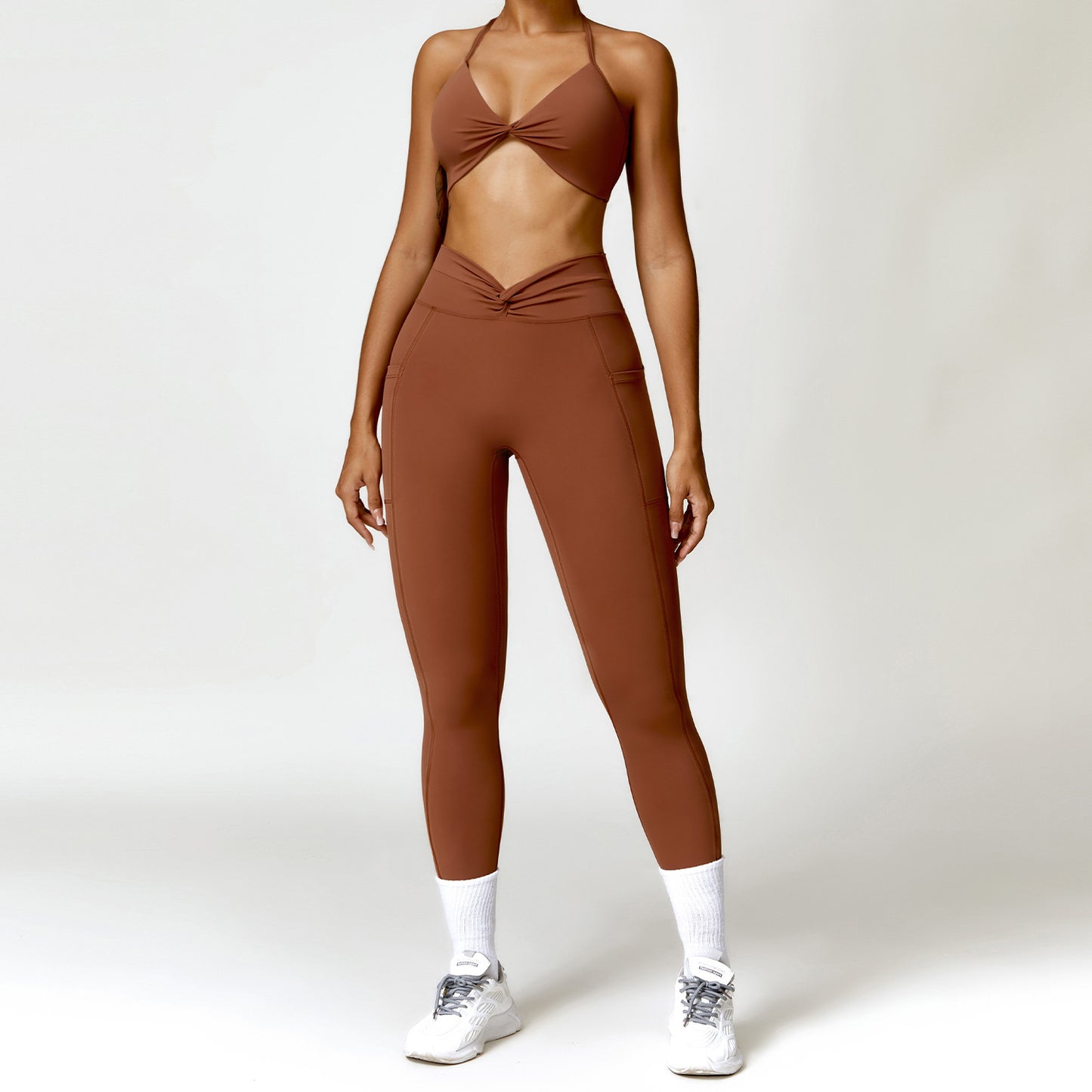 Naked Tight Yoga Set Quick Dry Back Fitness Wear Outdoor Running Sports Set Female