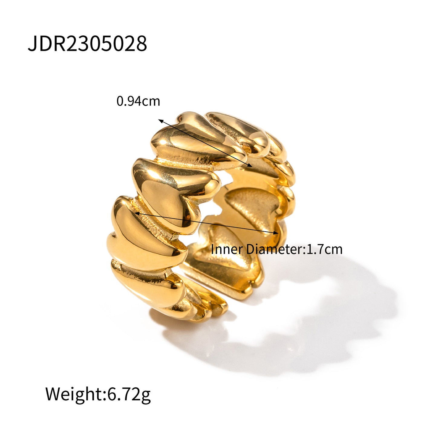 5pcs 18K Gold Stainless Steel Heart Open Ring Ring Women's Fashion Ring Individually Packaged Geometric Accessories