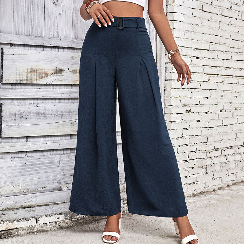 New Summer New Women's Solid Color High Waist Wide Leg Casual Pants Summer Girl