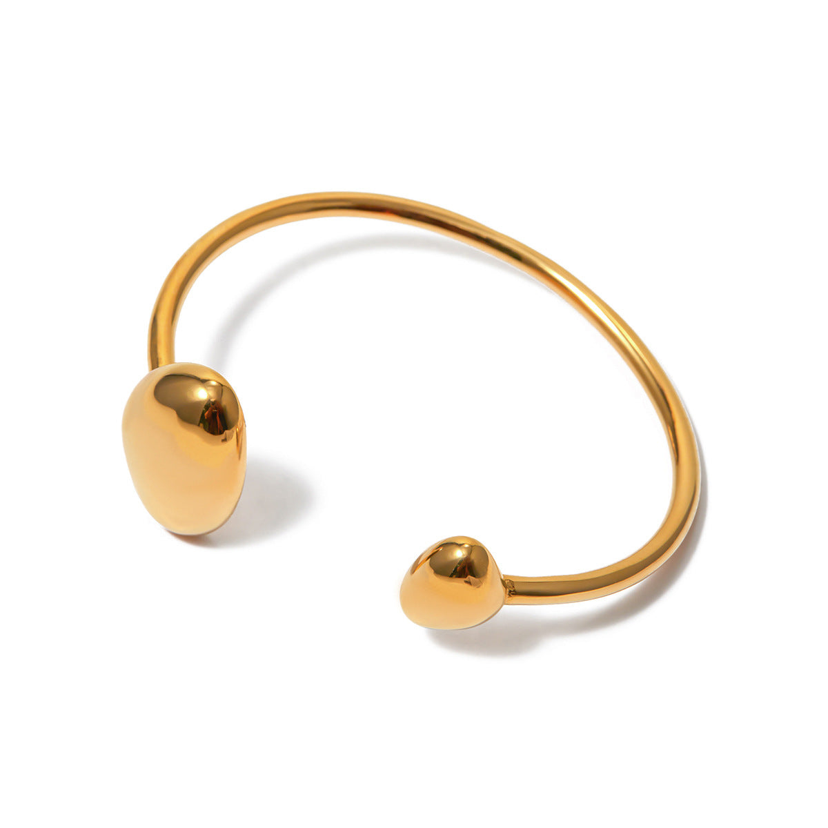 5pcs Light Luxury Titanium Steel 18K Gold Stainless Steel Irregular Opening Bracelet With Elastic Wide Bracelet Item