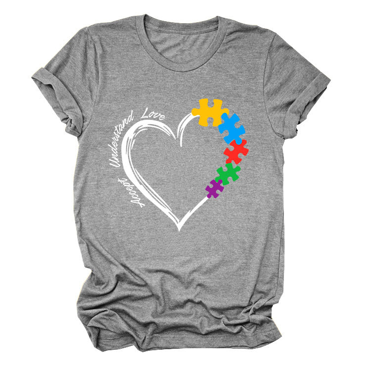 Fun Fashion Accept Understand Love Loose Casual Short Sleeves