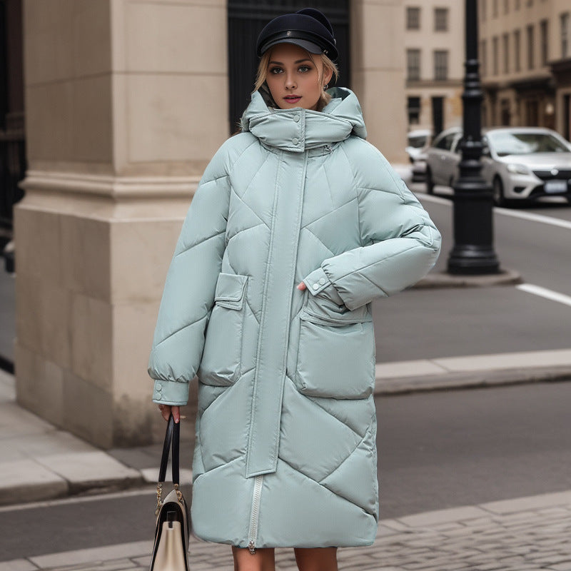 Thick Bread Coat Down Padded Coat Women's Loose Winter Coat Long Over Knee Padded Jacket