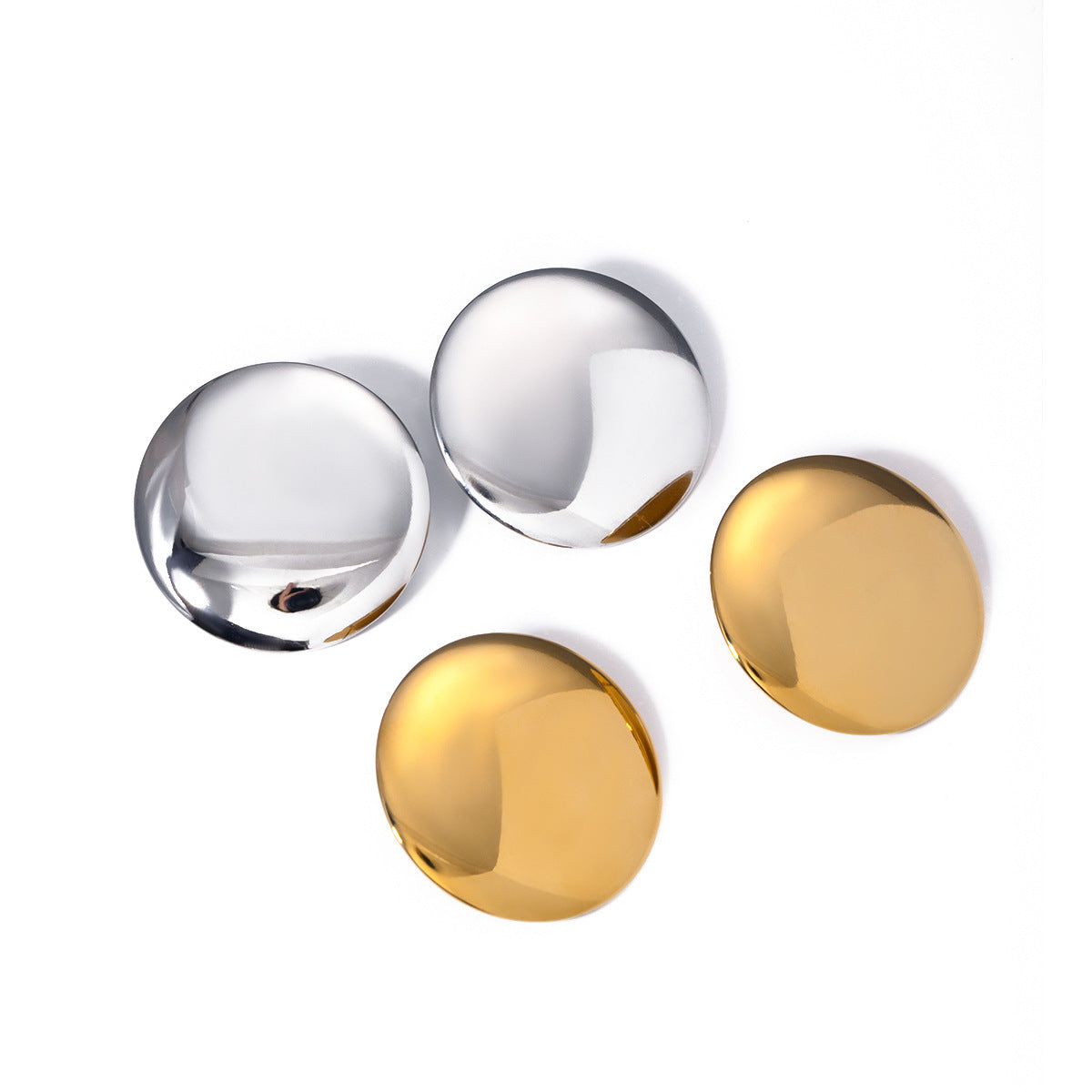 5pcs 18K Gold Stainless Steel Smooth Disc Titanium Steel Earrings High-Grade Non-Fading Jewelry