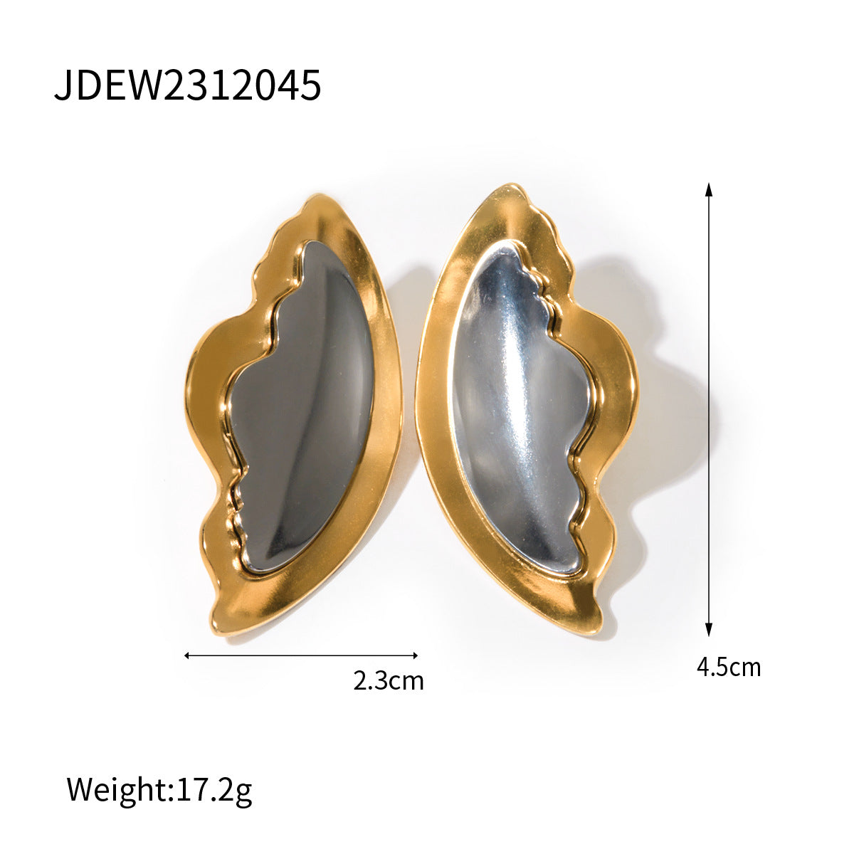 5pcs 18K Gold Stainless Steel Gold And Silver Matching Earrings Angel Wing Earrings