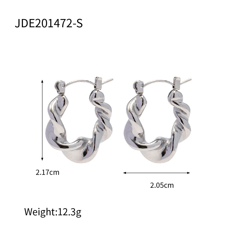 5pcs Same Earrings Gold-Plated Stainless Steel Hemp Wreath Earrings Titanium Steel Geometric Drop Earrings For Women