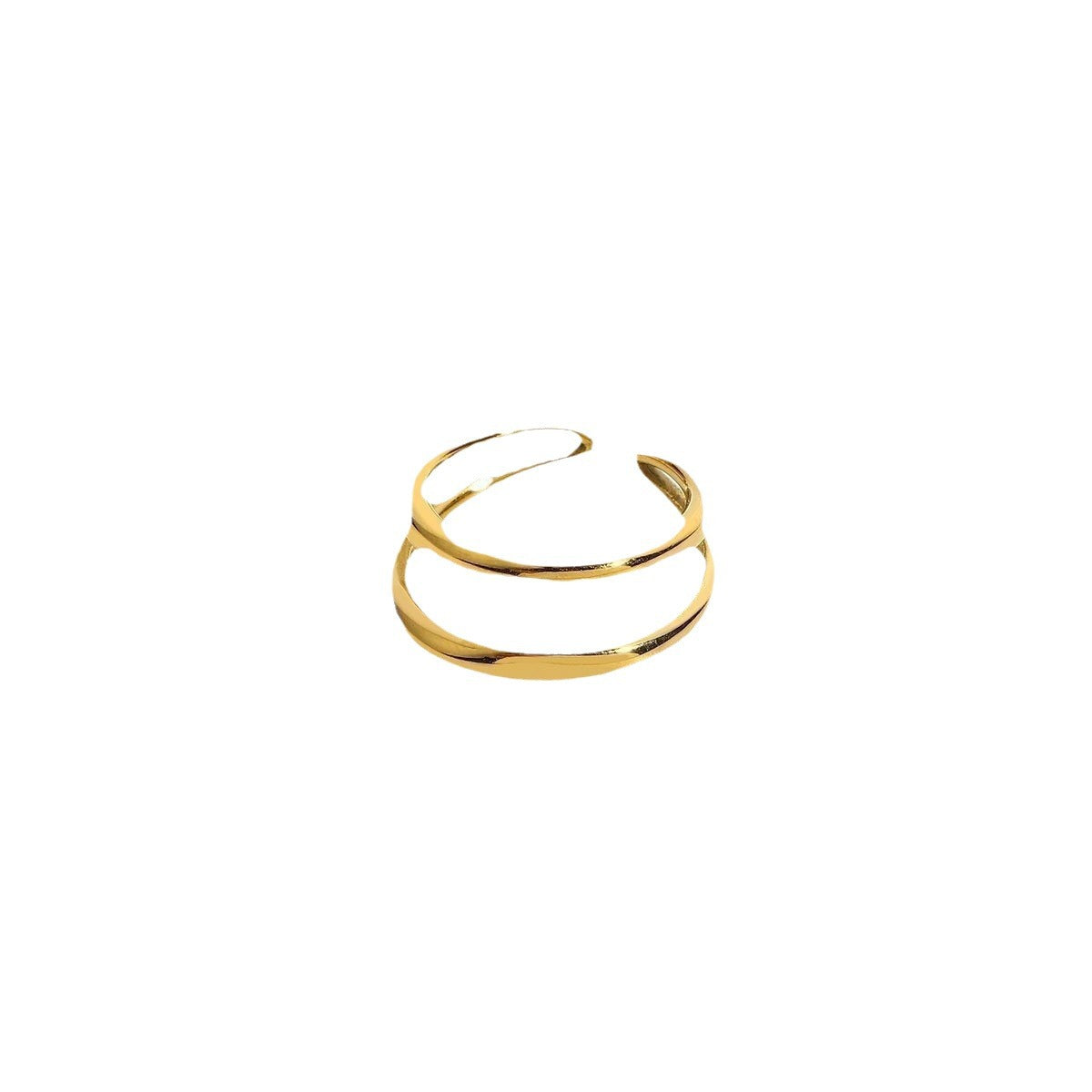 5pcs Stylish And Chic Titanium Steel Double Ring Anti-Jewelry 18K Gold Plated Stainless Steel Ring