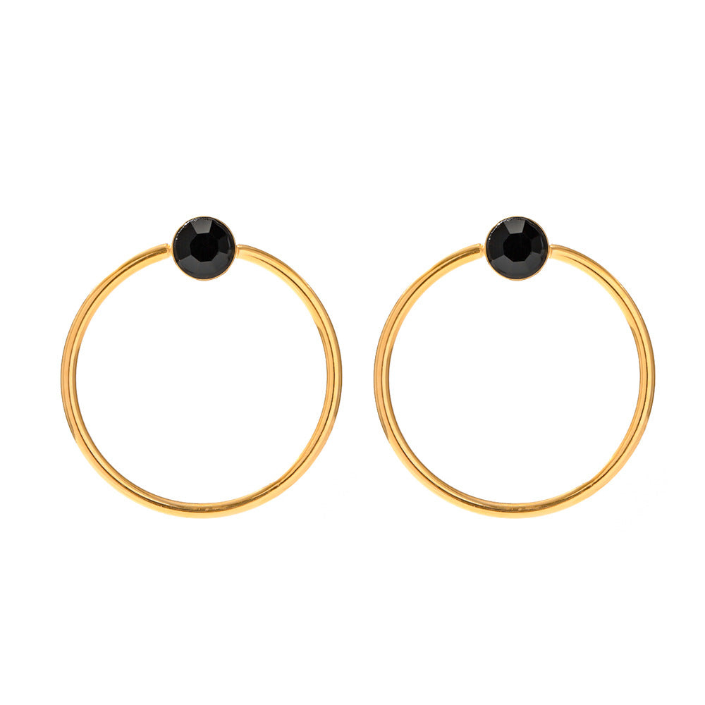 5pcs Premium Design 18K Gold Stainless Steel Cut Circle Stud Titanium Steel Earrings