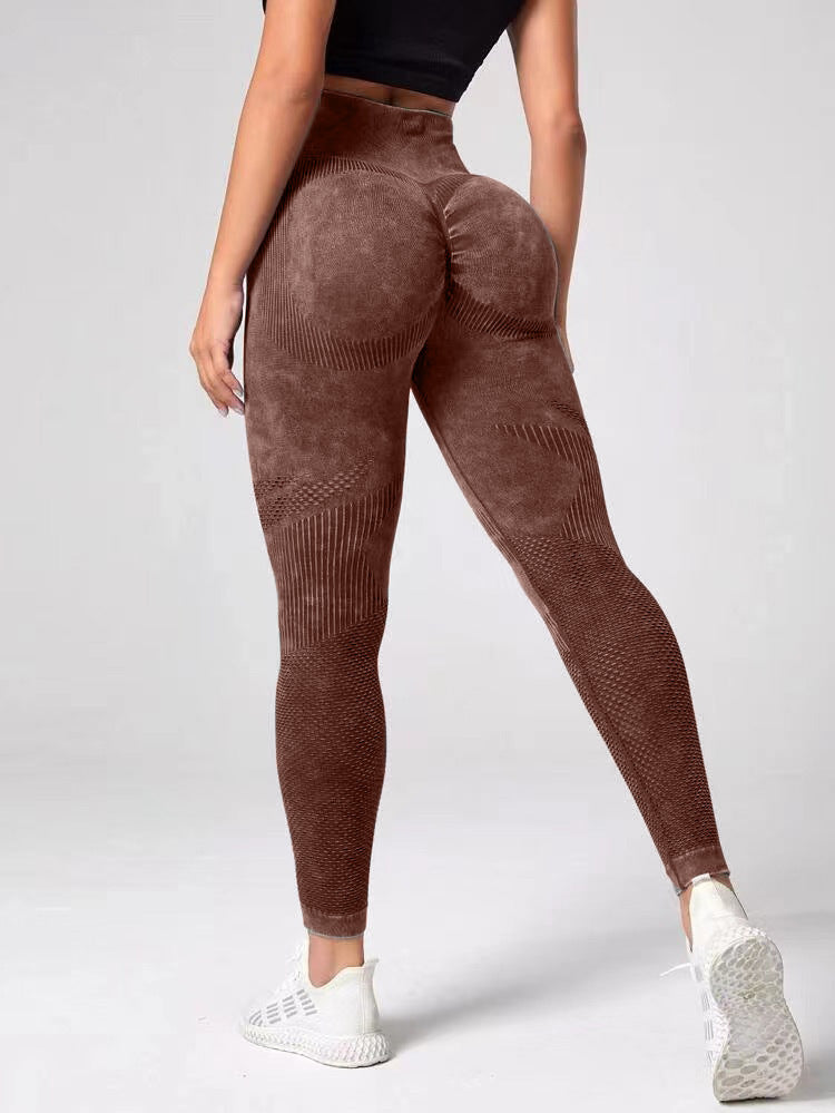New Hollow-Out Seamless Yoga Pants High Waist Peach Hip Lift Hip Fitness Pants Women Wash Scrub Tight Sports Pants