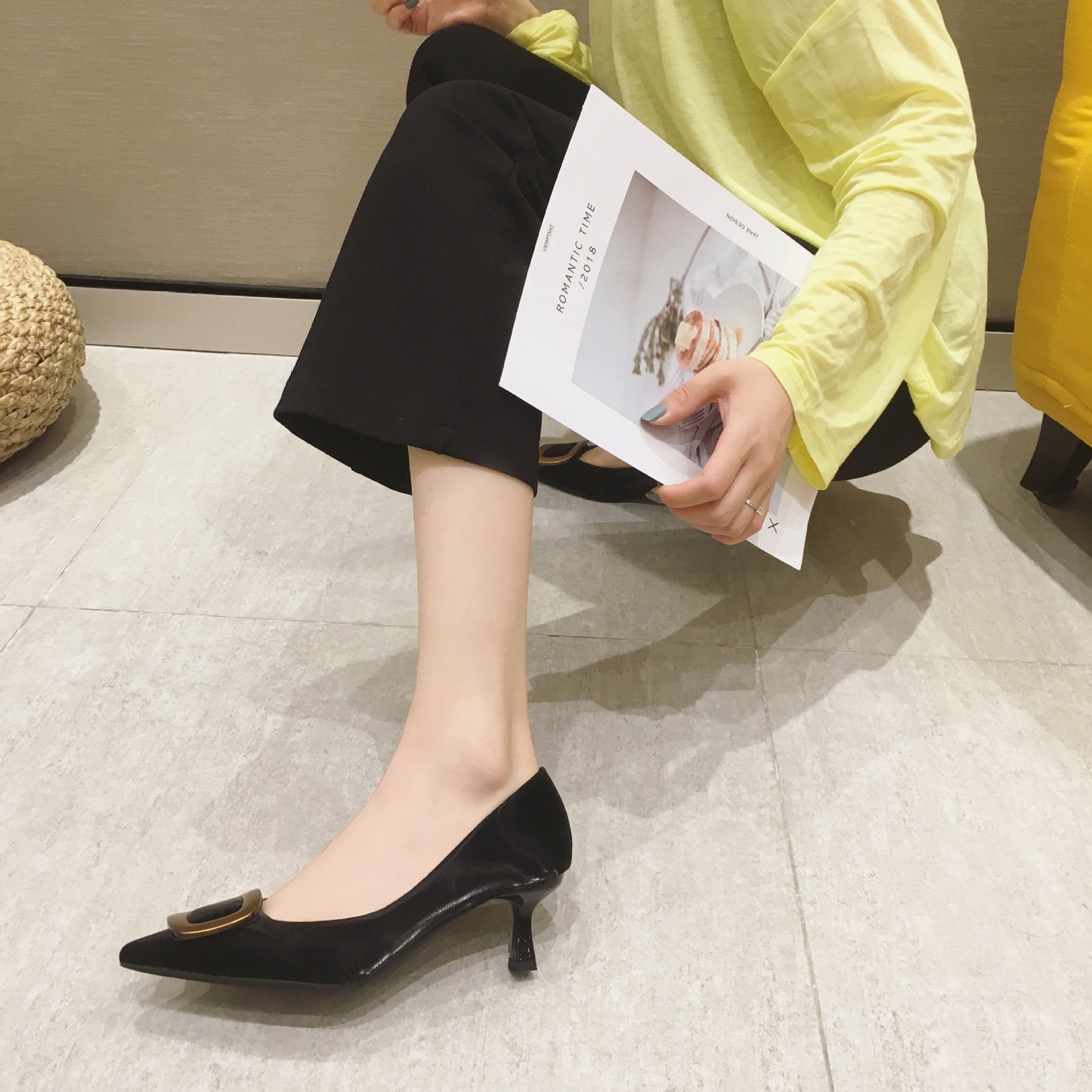 Girly Style Women's High Heels Women's Shoes Slim Heel Shoes Career Pointed