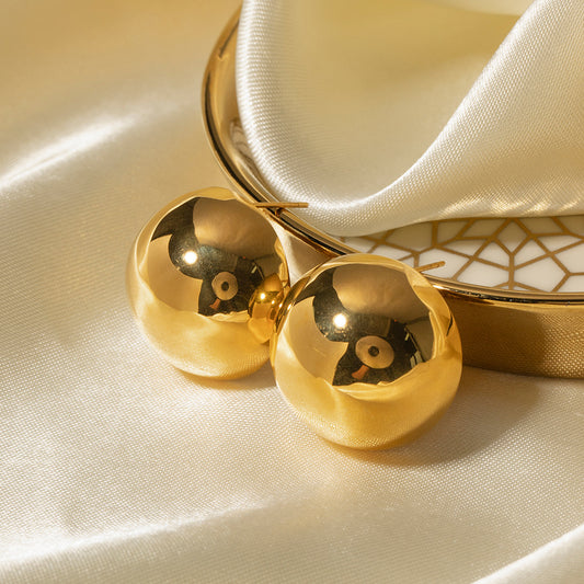 5pcs Stainless Steel Hemispherical Earrings Stud New Fashion Temperament Niche Design Female Superior Sense