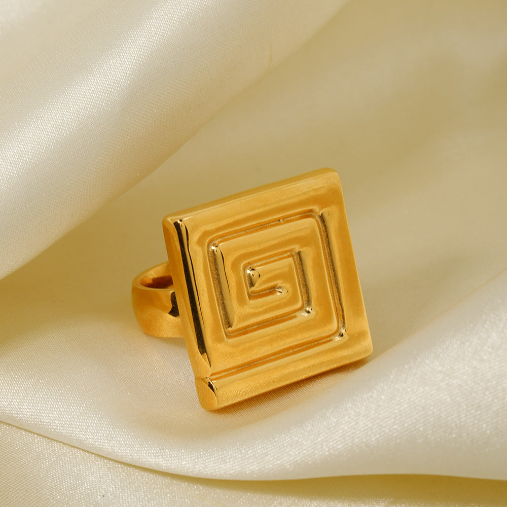 5pcs Fashion 18K Gold Stainless Steel Back Ring Simple Design Sense Ring No. 7 Women
