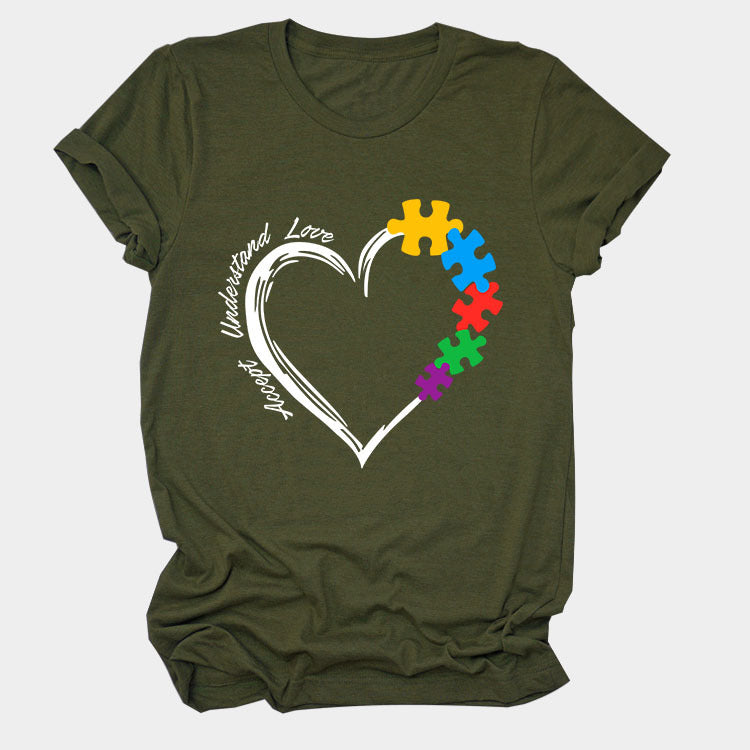 Fun Fashion Accept Understand Love Loose Casual Short Sleeves