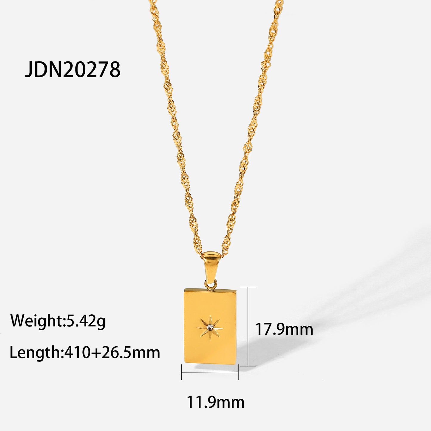 5pcs New 18K Gold Plated Stainless Steel Necklace Fashion Personality Necklace Square Tarot Stamp Pendant Necklace Jewelry