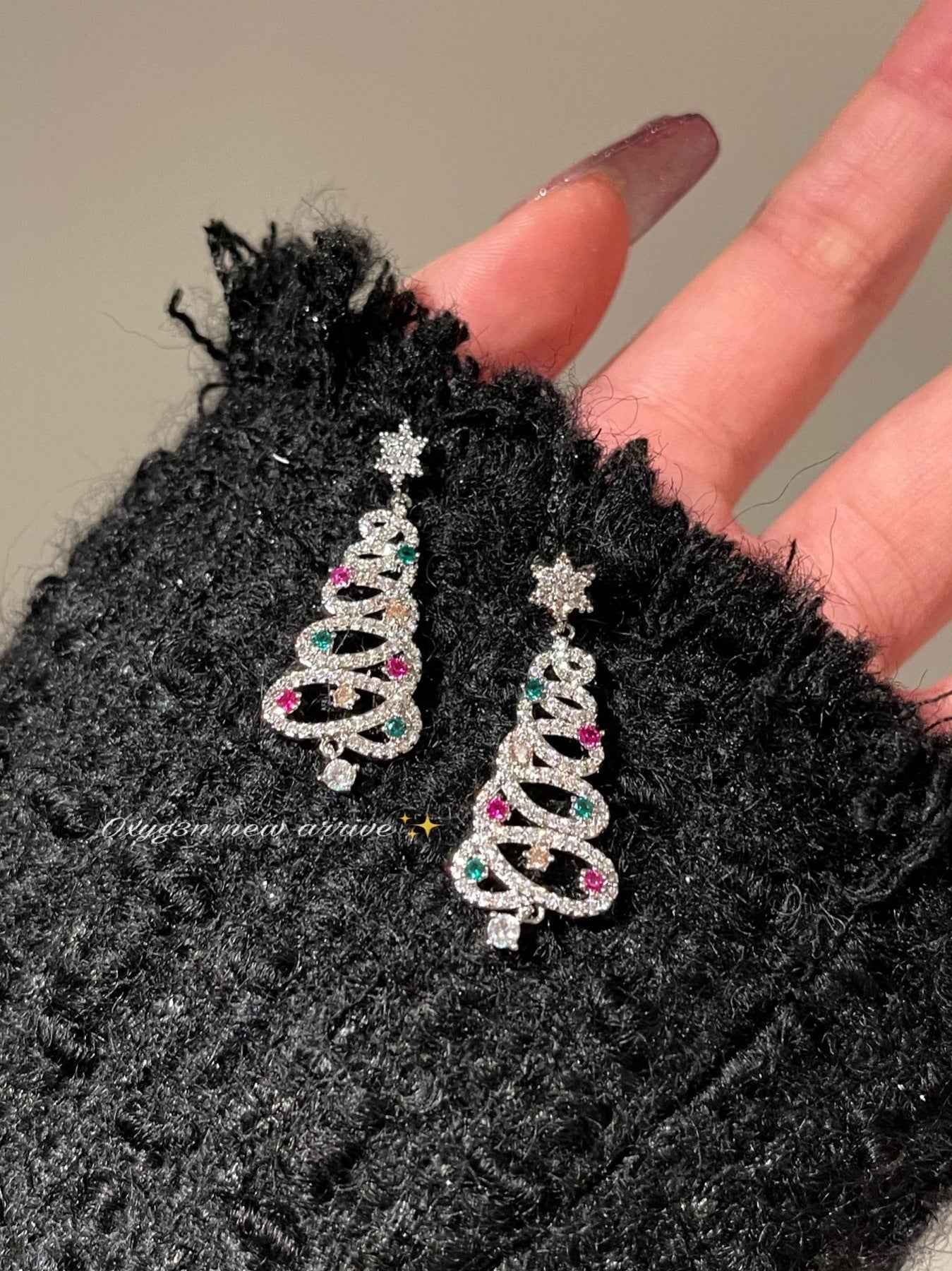 New Color Christmas Tree Tassel Earrings Sweet Simple Hollow Long Christmas Accessories Star Earrings
