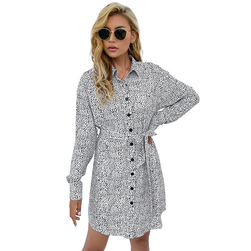 Fashion Women's Shirt Type Long-Sleeved Printed Dress Spring And Autumn