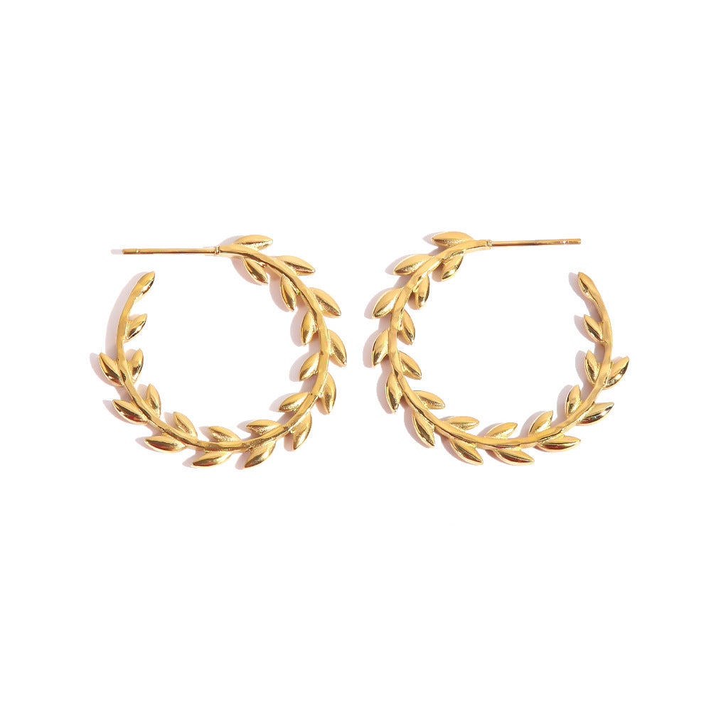 5pcs New 18K Gold C-Shaped Stainless Steel Earrings Fashion All Matching Earrings