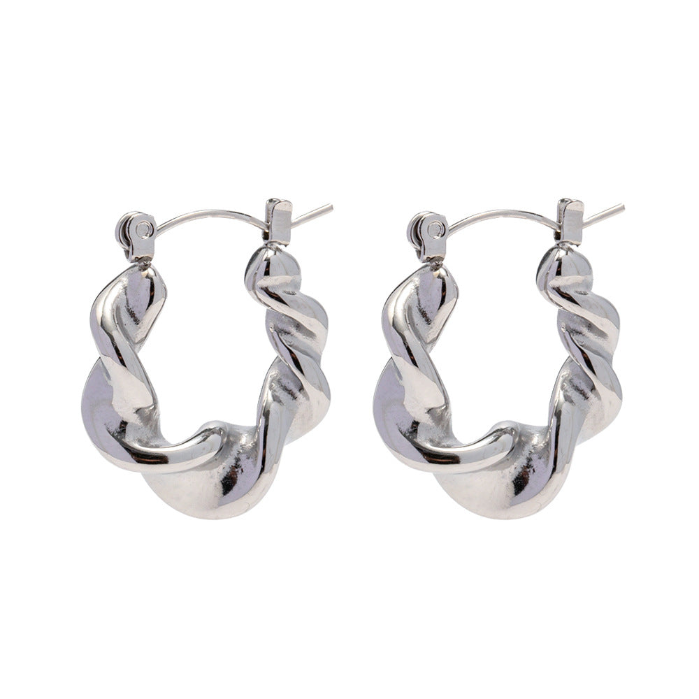 5pcs Same Earrings Gold-Plated Stainless Steel Hemp Wreath Earrings Titanium Steel Geometric Drop Earrings For Women