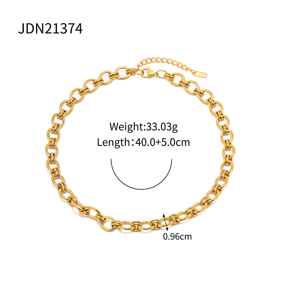 5pcs 18K Gold Plated Chain Stainless Steel Bracelet All-Match Titanium Steel Non-Fading Bracelet Jewelry