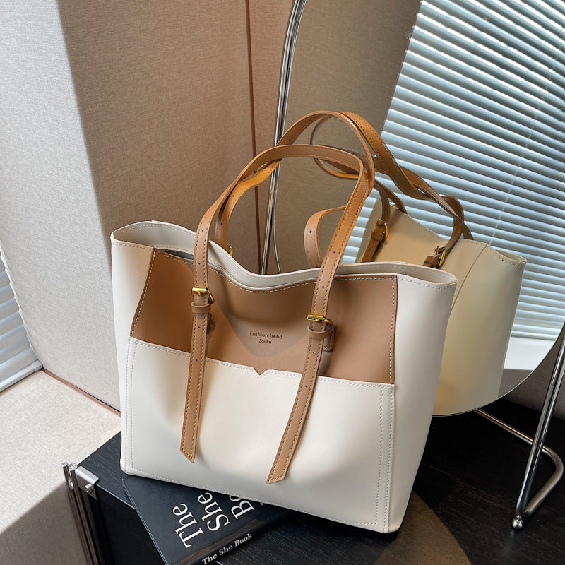 Color Contrast Large Capacity Tote Bag Female Summer New Fashion About Zi HandBag  Shoulder Bag