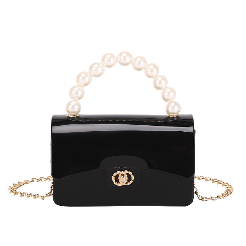 New Candy Color Jelly Bag Niche Design Double Color Beaded Bag Women's Handbag Single Shoulder Crossbody Bag
