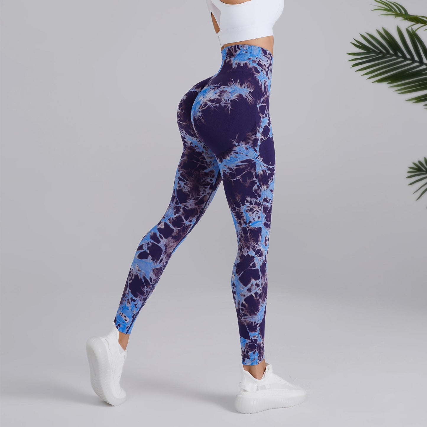 Seamless Peach Yoga Tight Pants Women's Two-Color Tie-Dye Bleaching High-Waisted Hip Lift Sports Running Fitness Pants