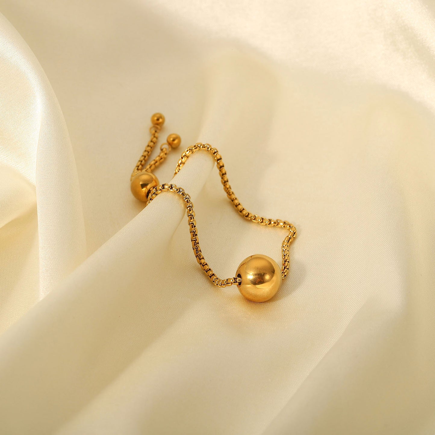 5pcs New Titanium Steel Bracelet 18K Gold Round Ball Pendant Box Chain Pull Fashion Stainless Steel Bracelet