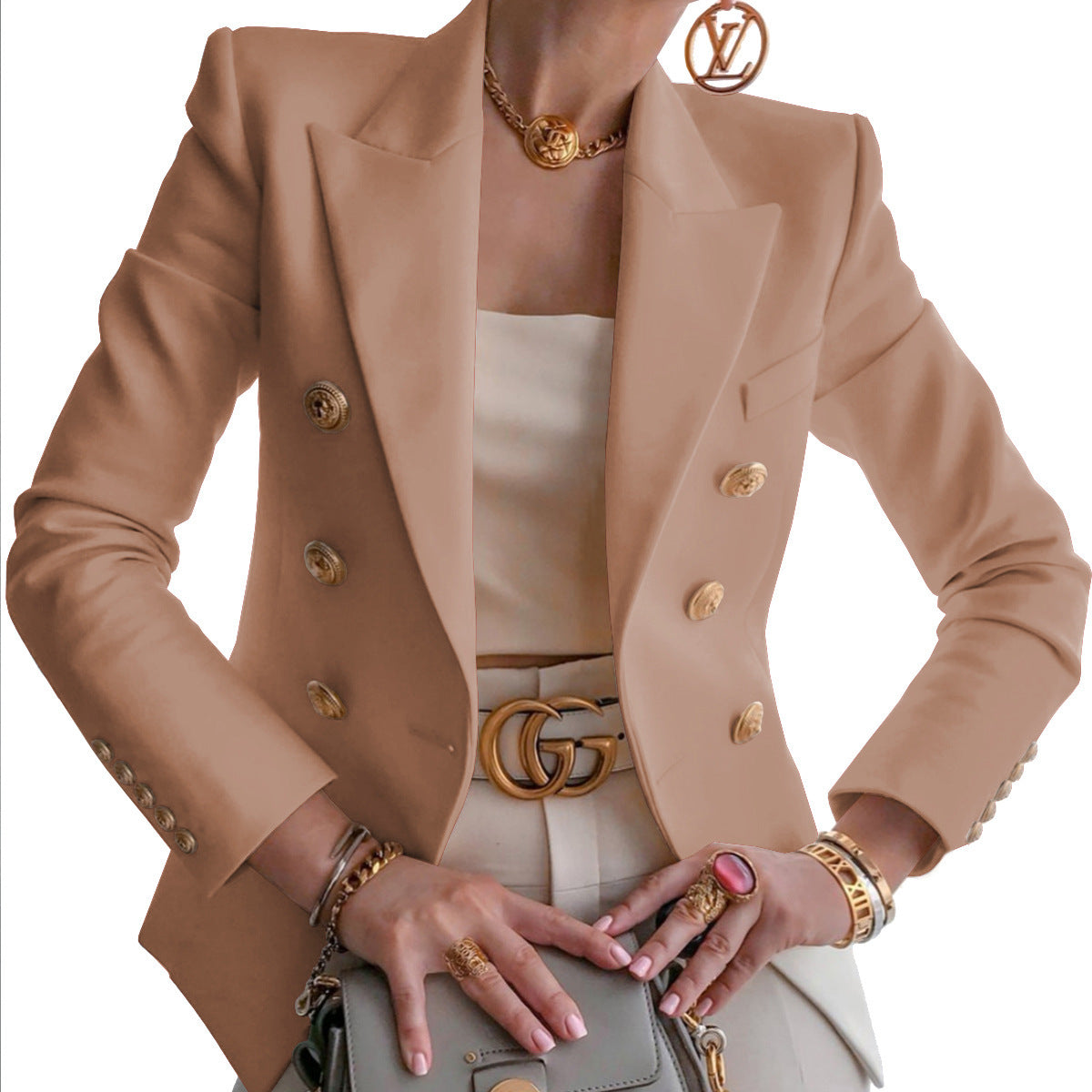 Women's Autumn And Winter New Fashion Temperament Slim Solid Color Suit Jacket Women A Hair