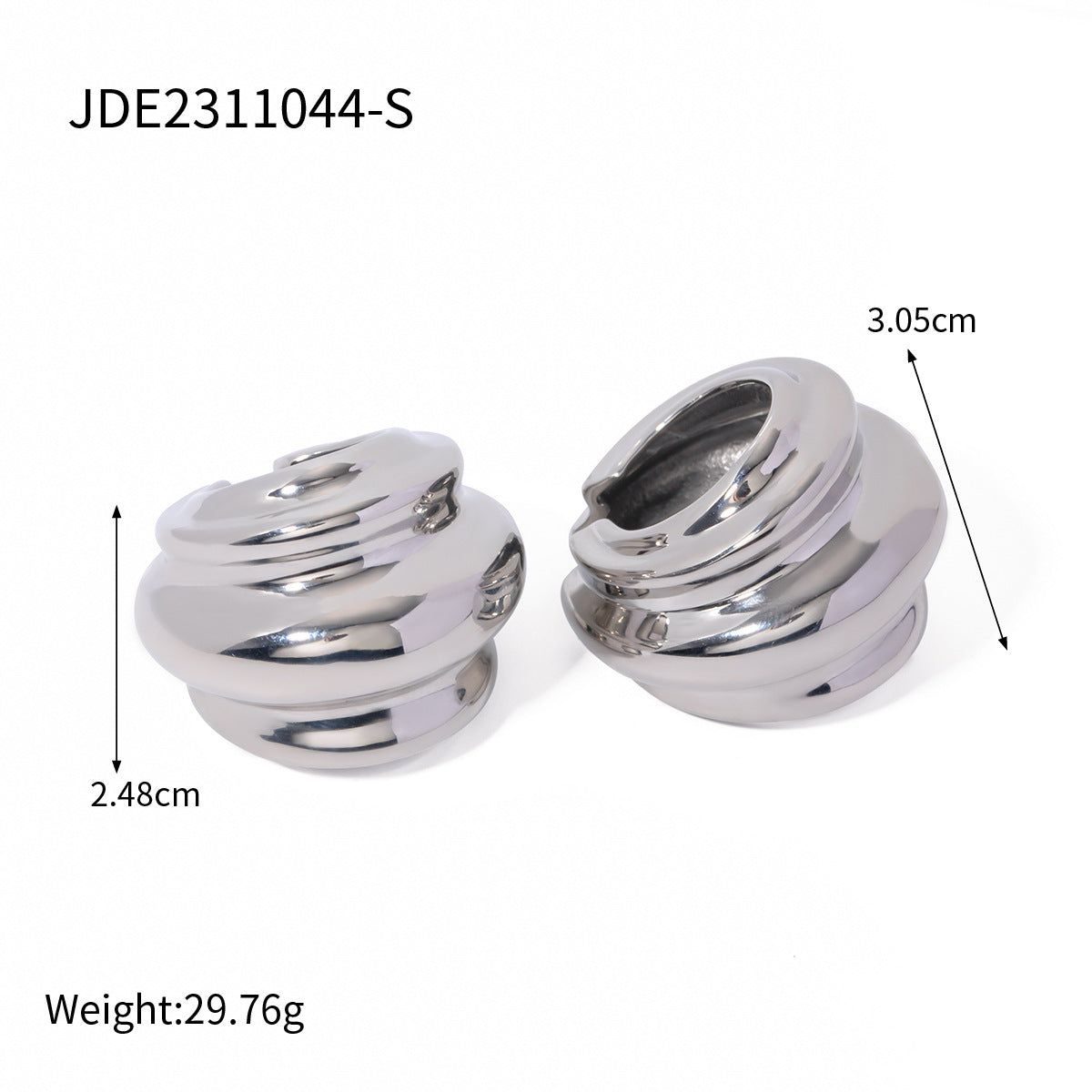 5pcs 18K Gold Stainless Steel Hammer Pattern Inlaid Drill C-Shaped Ear Clip Does Not Fade Jewelry