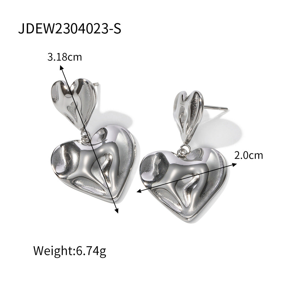5pcs 18K Gold Plated Stainless Steel Irregular Hammer Stud Earrings Women's Fashion Timeless Earrings